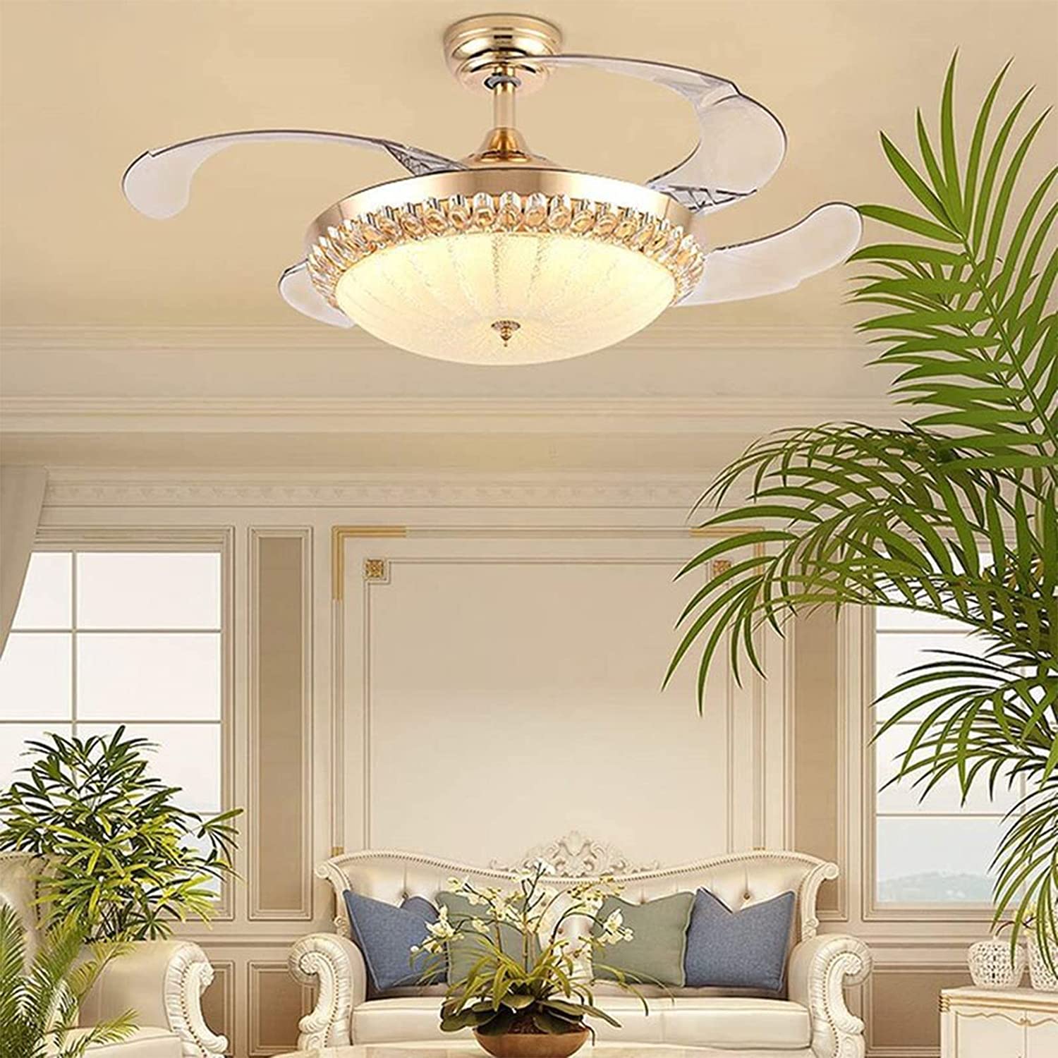 led retractable ceiling fan