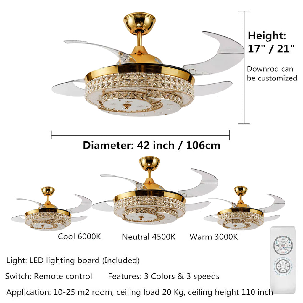 retractable fan ceiling light
