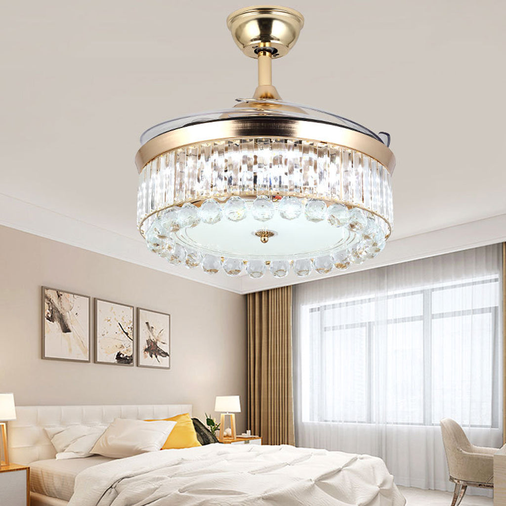 retractable crystal ceiling fan
