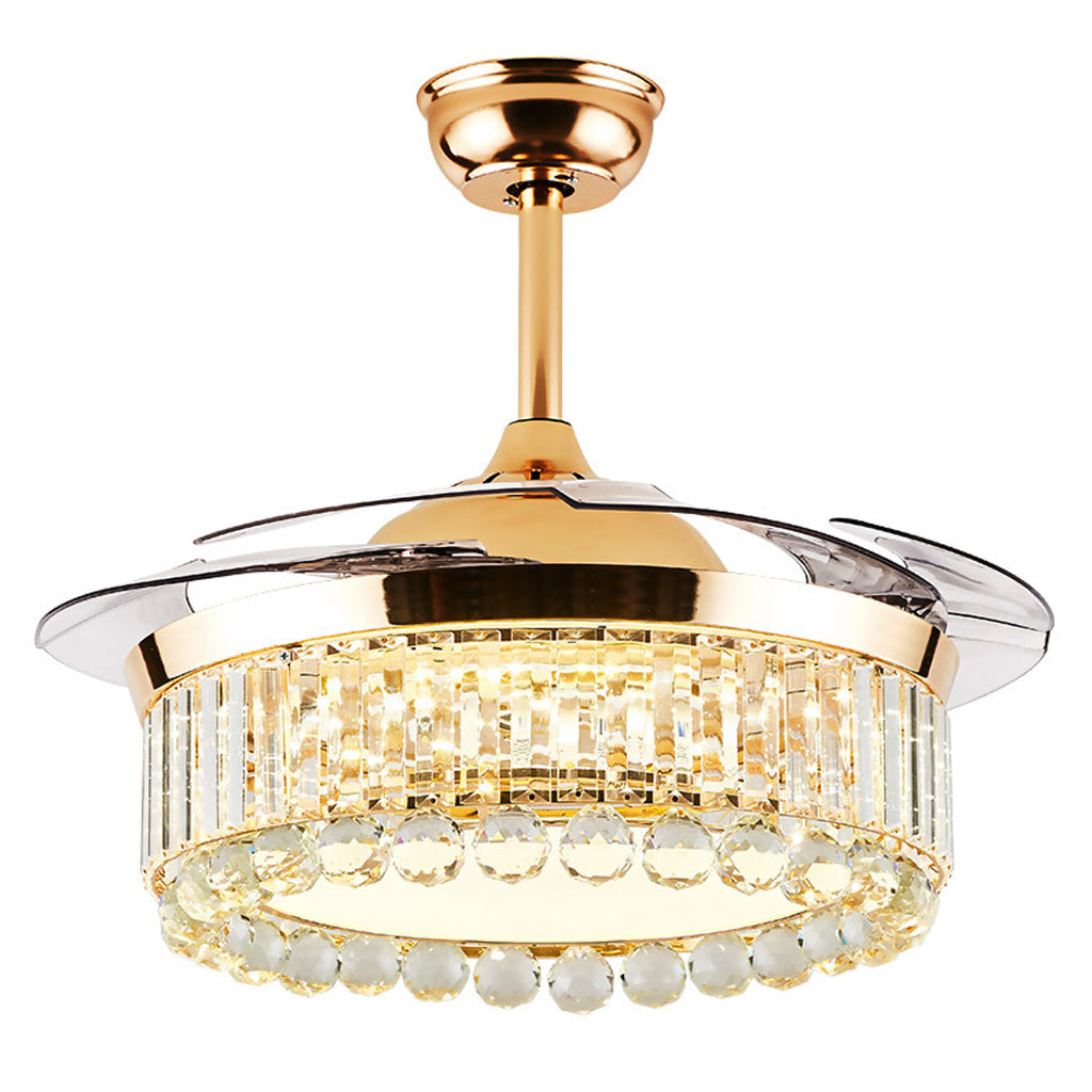 crystal ceiling fan with retractable blades