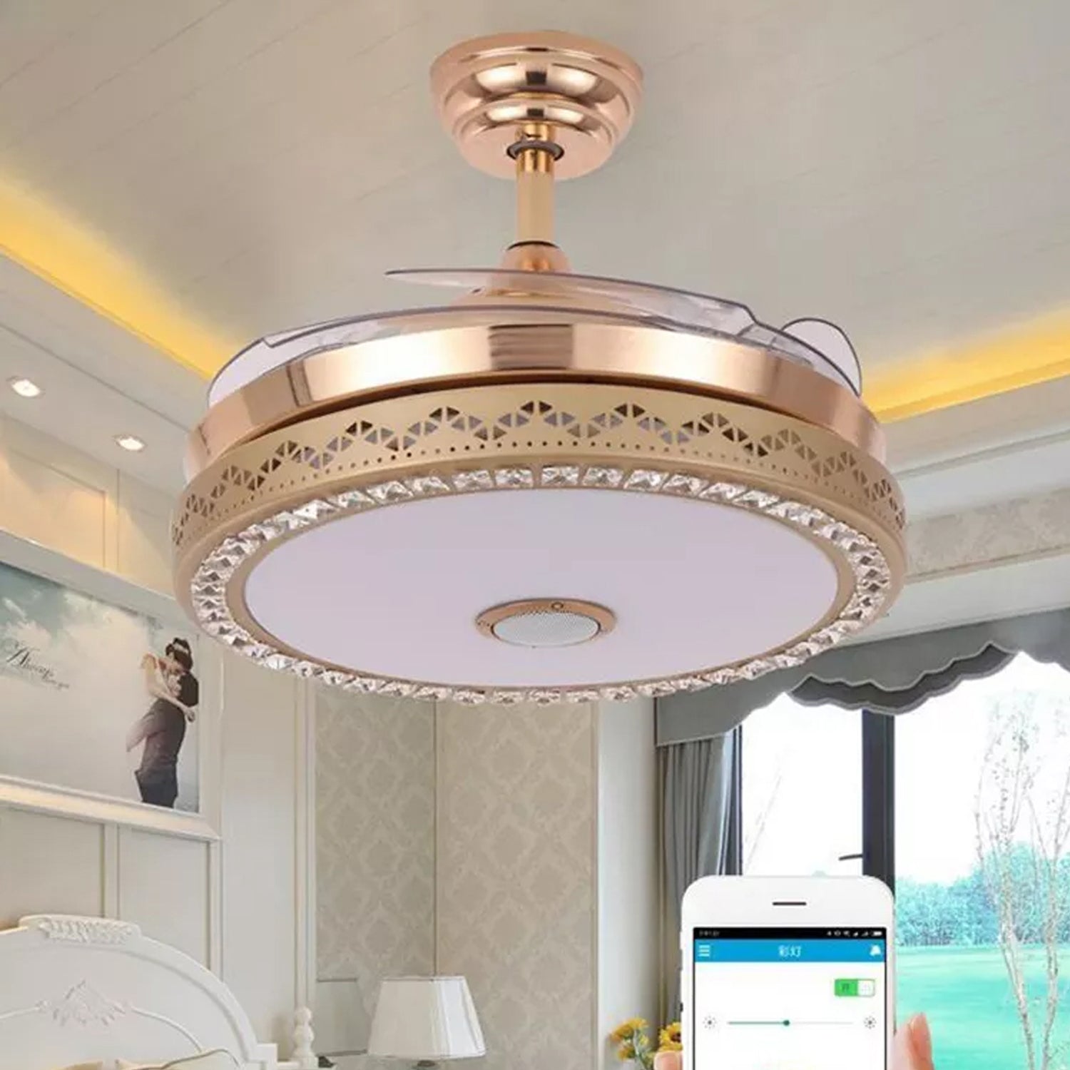 retractable blade ceiling fan chandelier