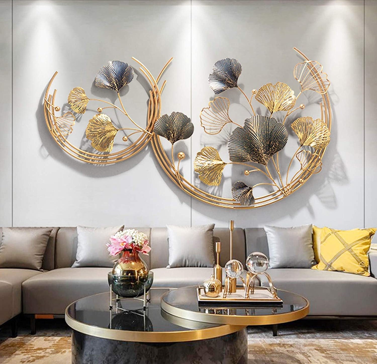 3D metal wall art decoration ginkgo tree leaf shape handmade creativity - Exclusive Home Decorations