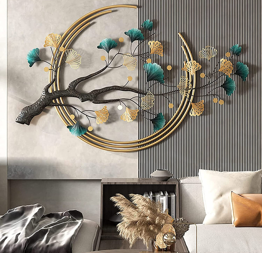 3D metal wall art decoration ginkgo tree leaf shape handmade creativity - Exclusive Home Decorations
