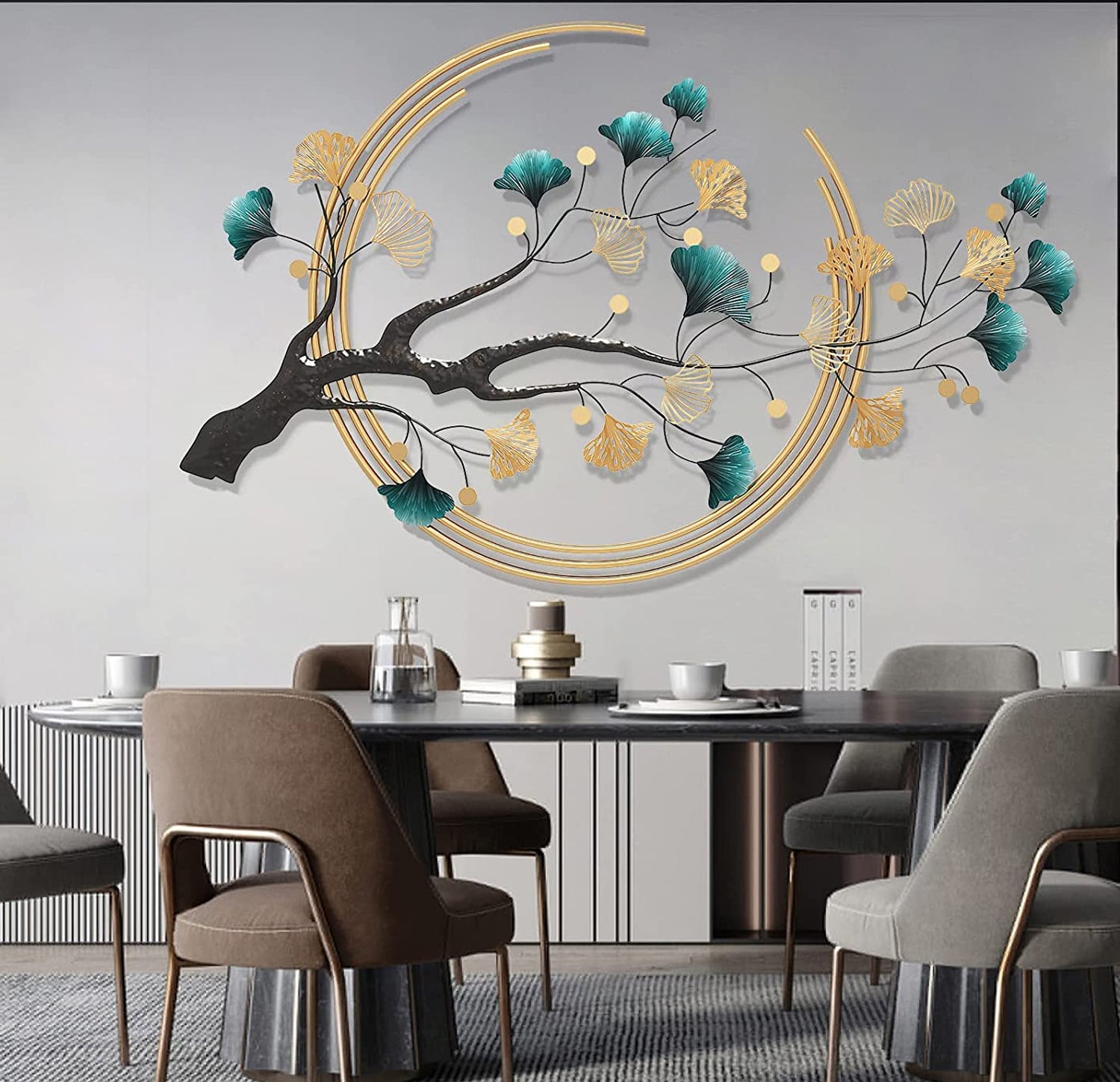 3D metal wall art decoration ginkgo tree leaf shape handmade creativity - Exclusive Home Decorations
