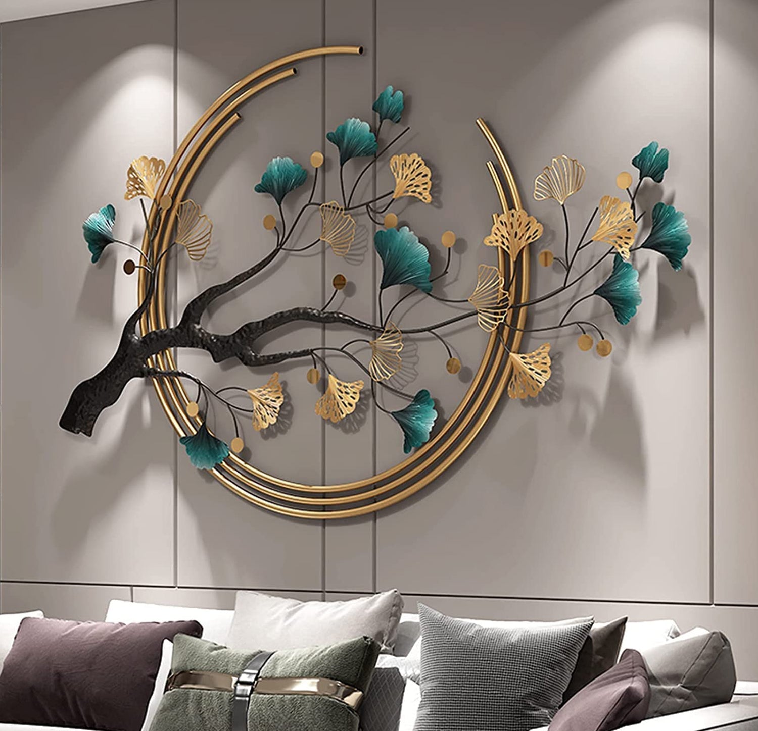 3D metal wall art decoration ginkgo tree leaf shape handmade creativity - Exclusive Home Decorations