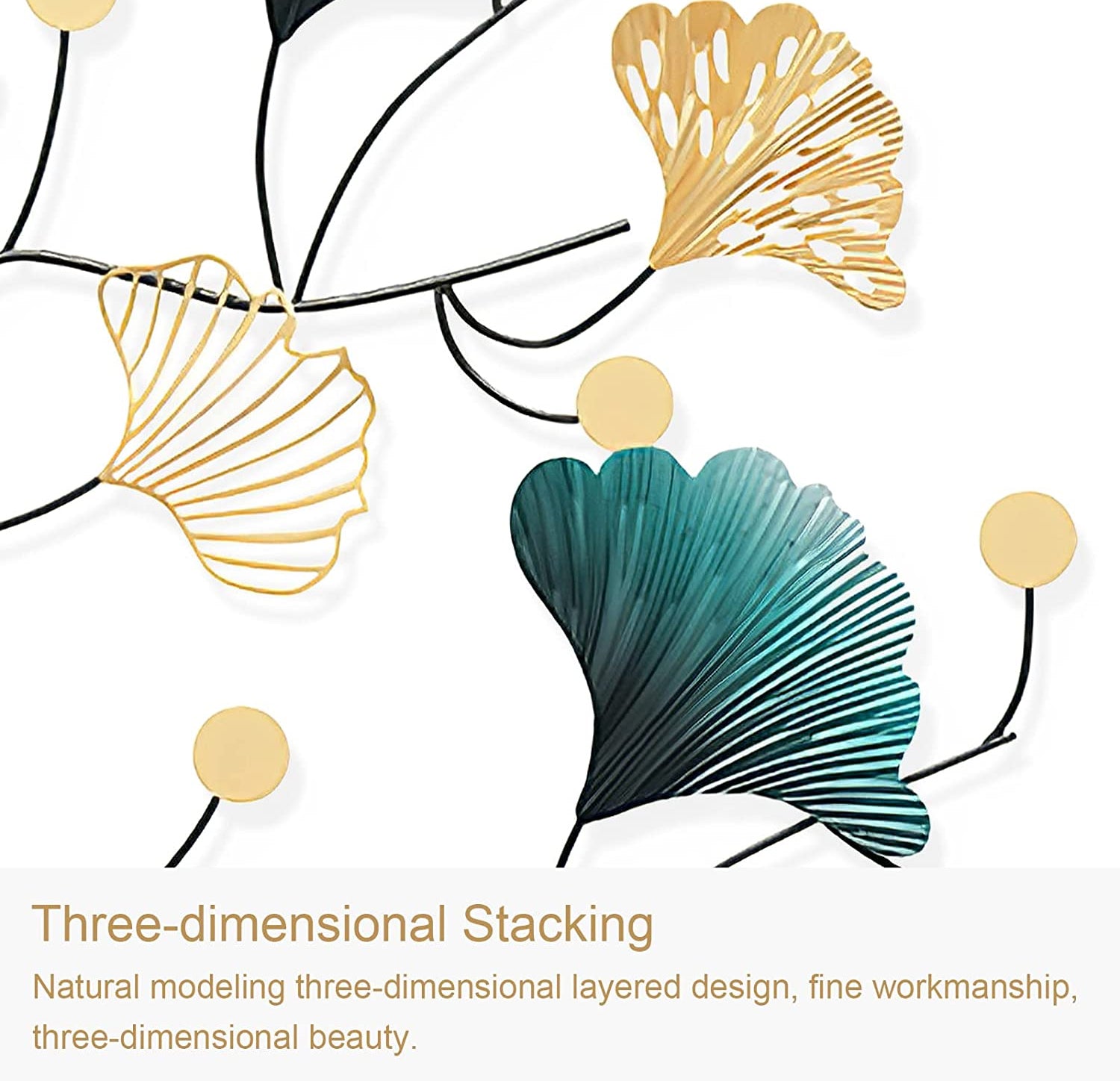 3D metal wall art decoration ginkgo tree leaf shape handmade creativity - Exclusive Home Decorations