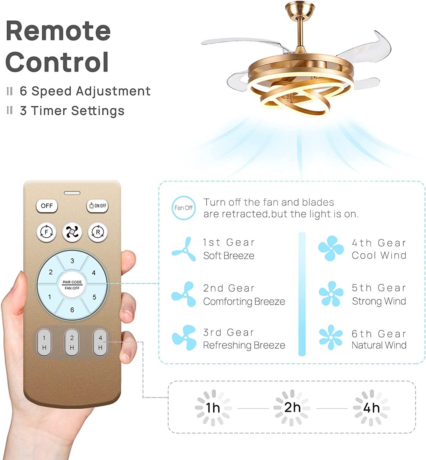 retractable fan light