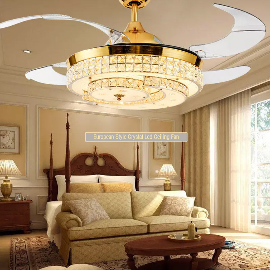retractable crystal ceiling fan