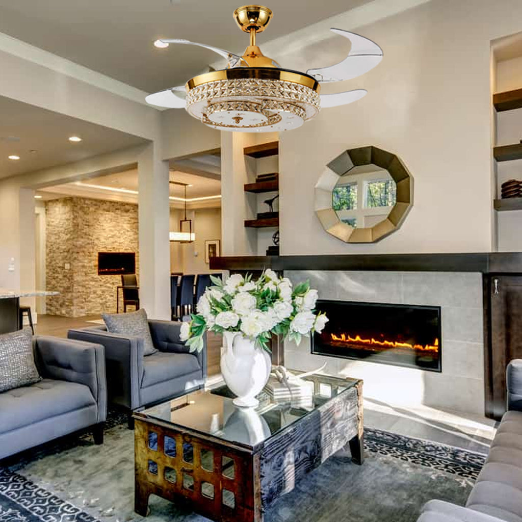 moon lighting retractable ceiling fan