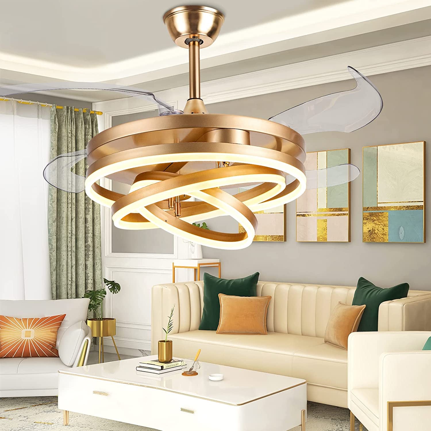 fan with retractable blades