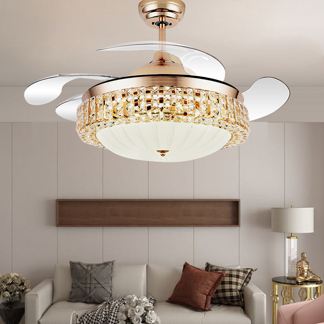 retractable blade ceiling fan with light
