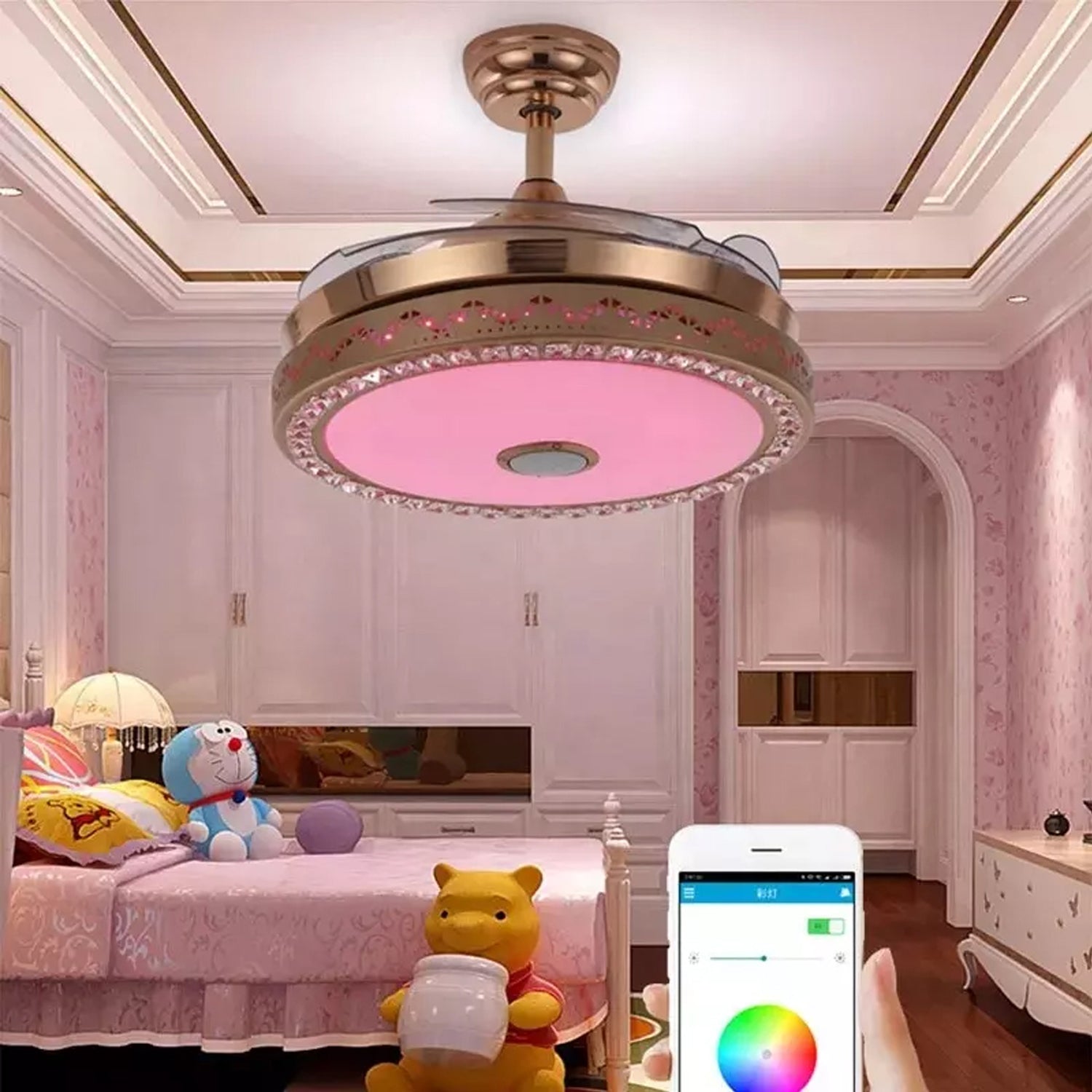 retractable ceiling fan with led light