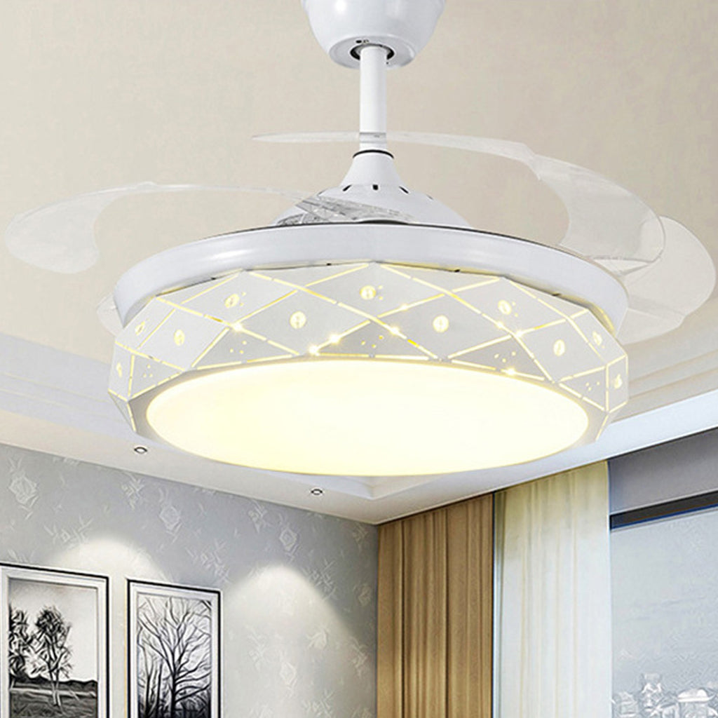 ceiling fan with retractable blades and light